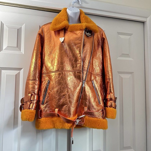 Free People Dancassab Wonder Metallic Orange Jacket Brand New With Tag - Picture 5 of 9